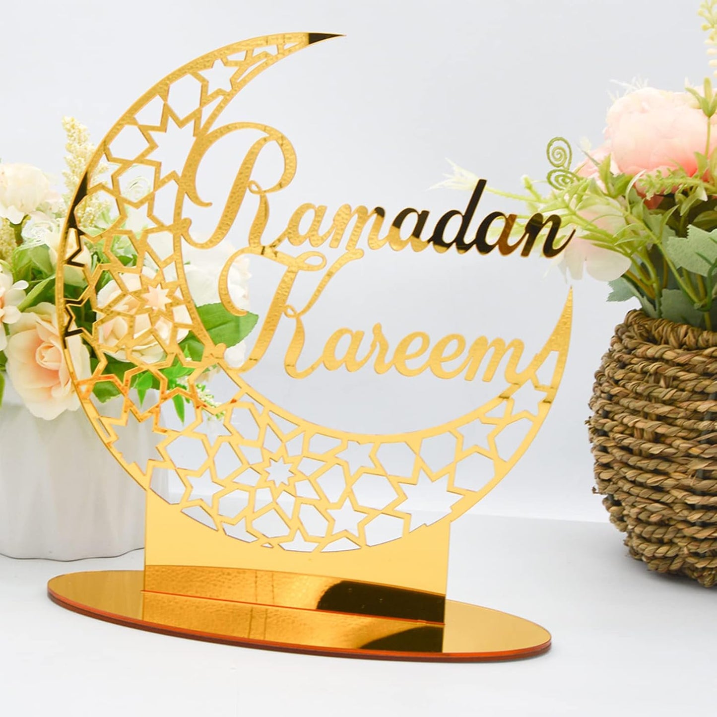 Crescent Moon Ramadan Kareem Metal Tabletop Décor
