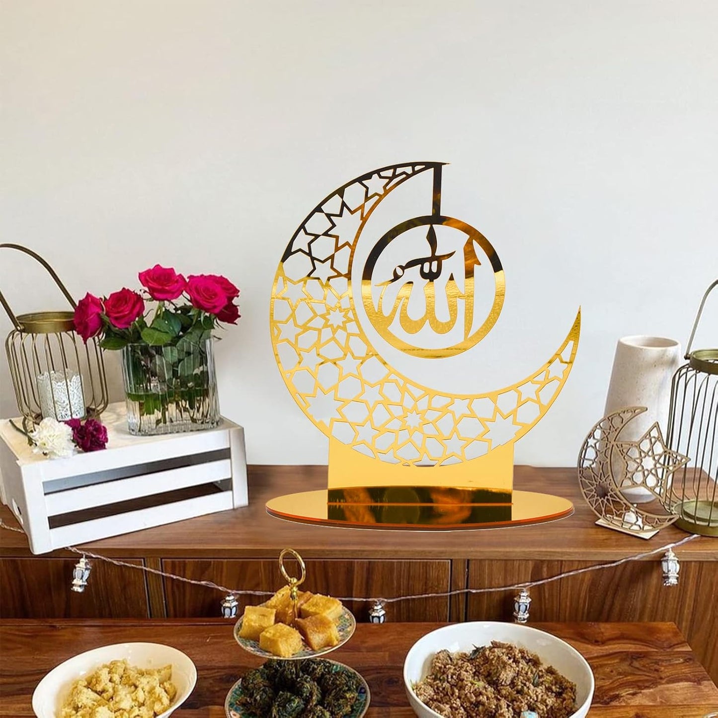 Crescent Moon Shape Allah Metal Tabletop Décor