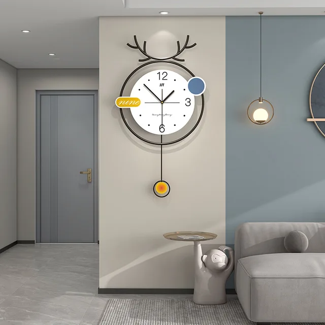 Bluish Yellow Modern Metal Wall Clock