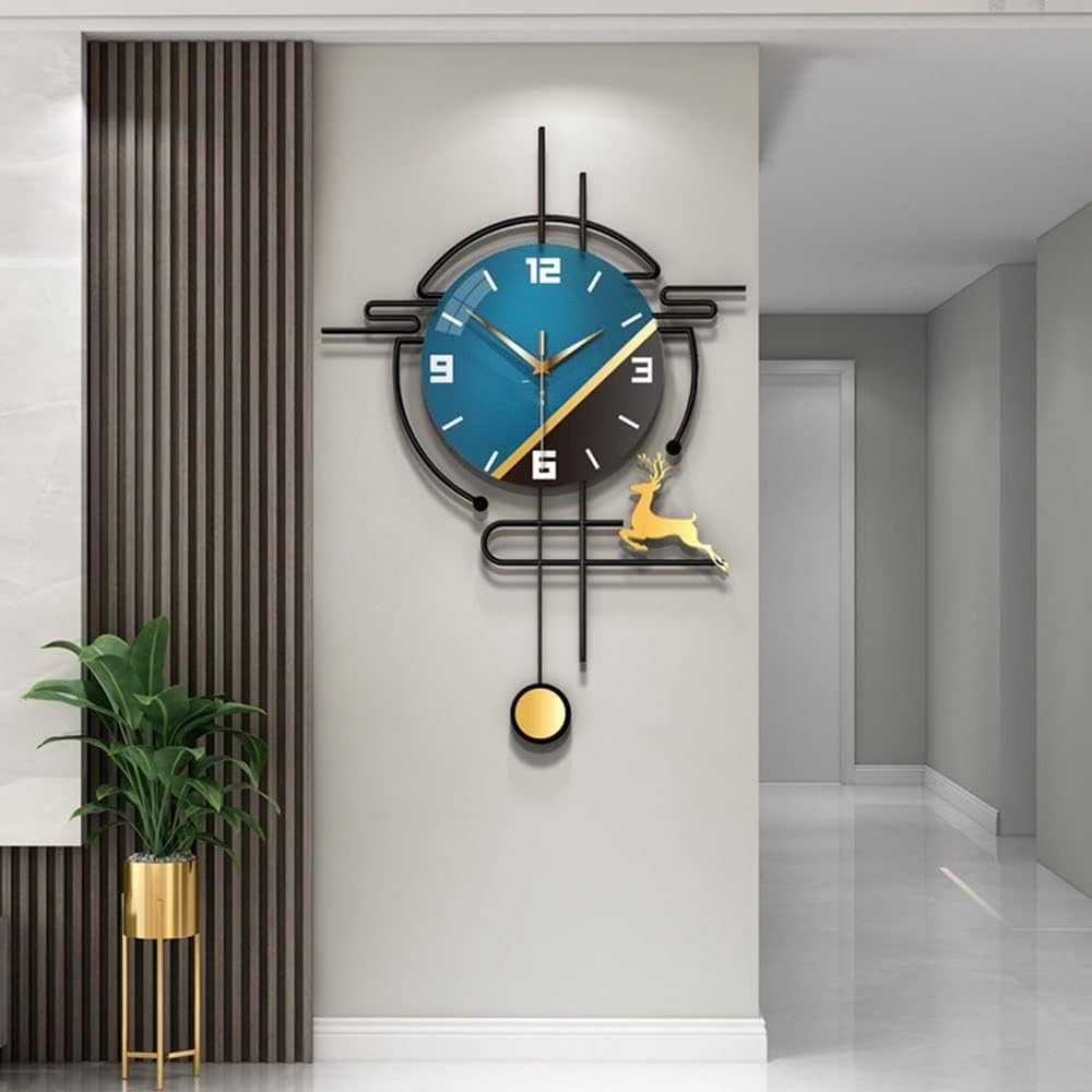 Navy Blue Modern Metal Wall Clock