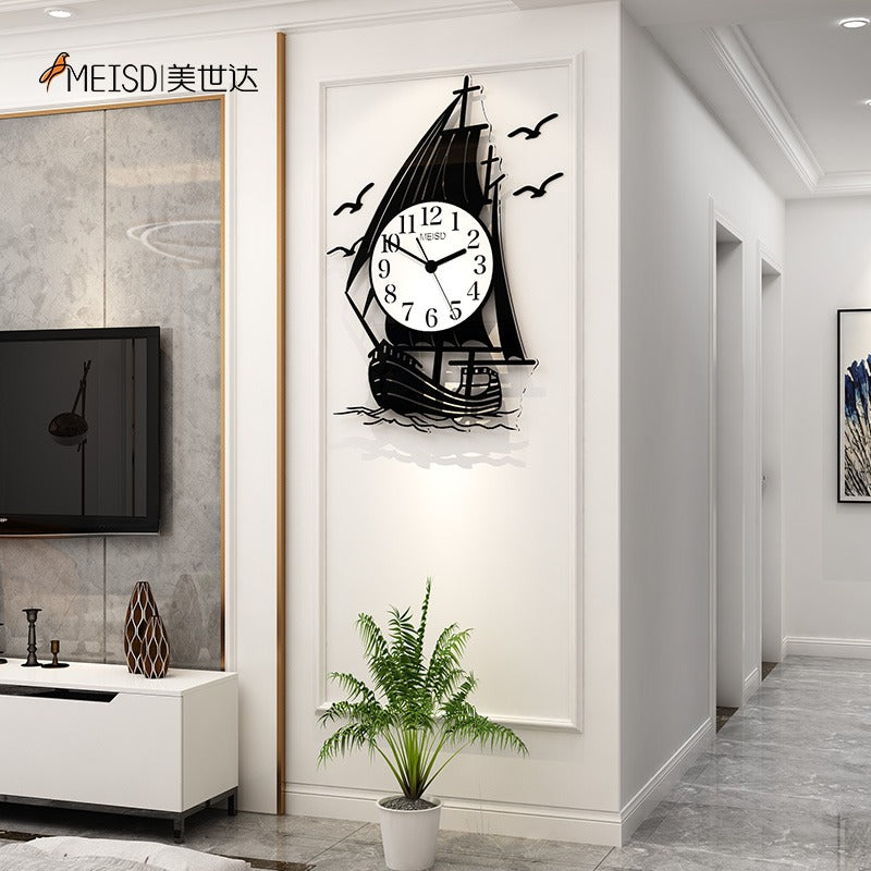 Boat Shape Modern Metal Wall Clock