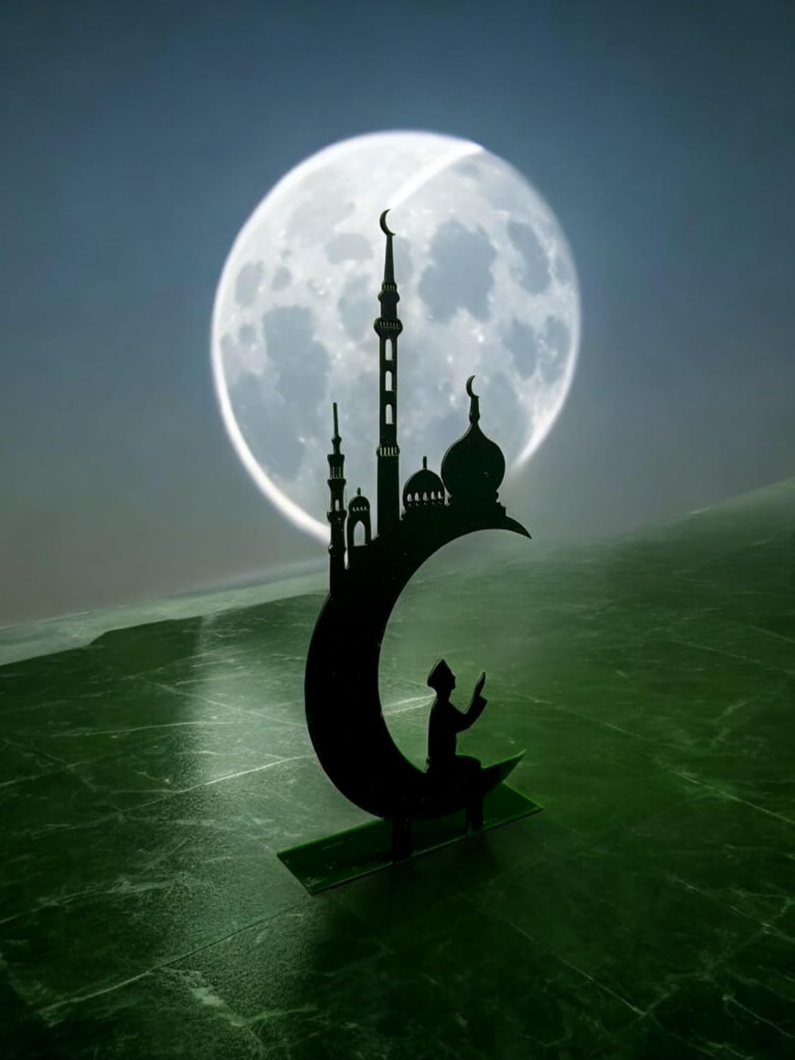 Crescent Moon Shape & Mosque Metal Tabletop Décor