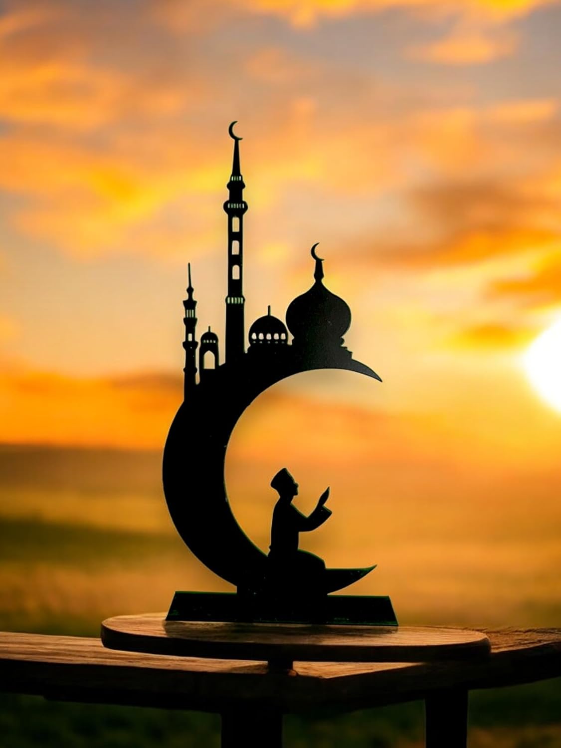 Crescent Moon Shape & Mosque Metal Tabletop Décor