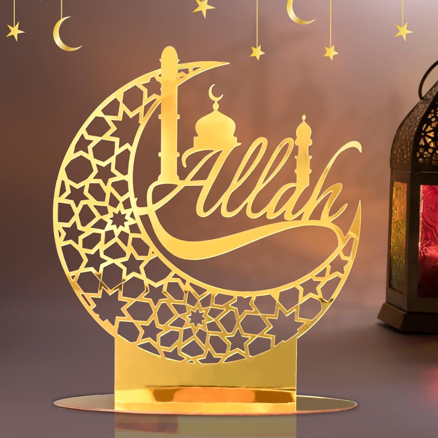 Crescent Moon Shape Allah Metal Tabletop Décor