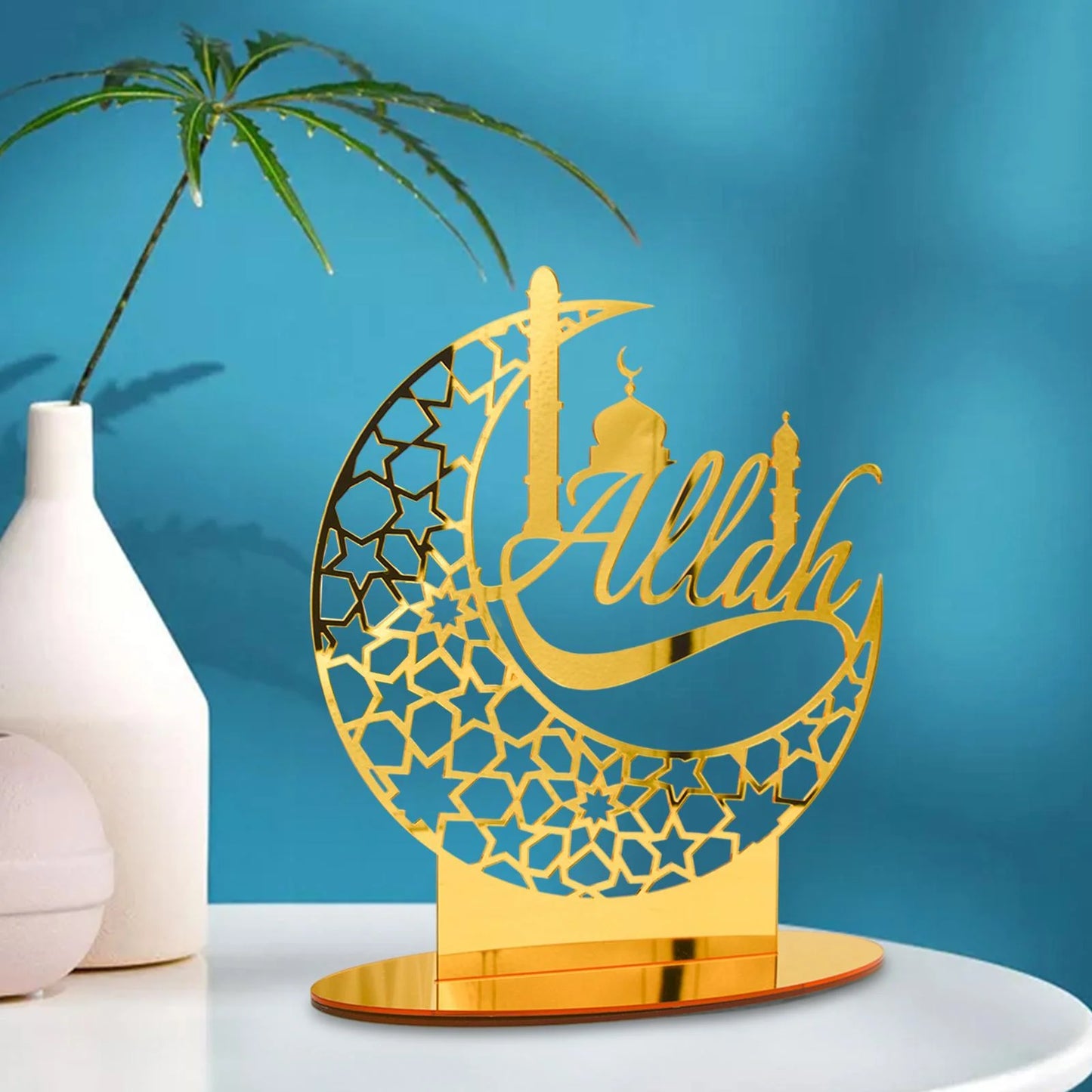 Crescent Moon Shape Allah Metal Tabletop Décor