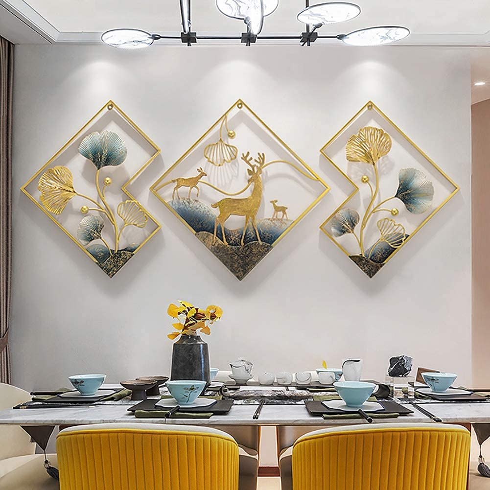 Deer Design Traditional Metal Wall Art Set of 3