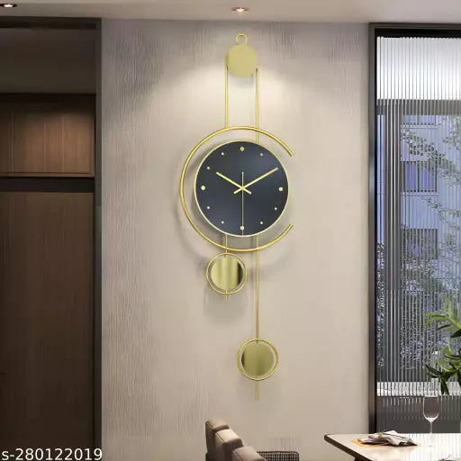 Golden Black Modern Metal Wall Clock