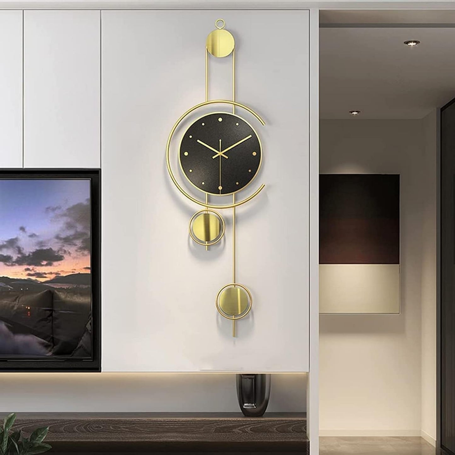 Golden Black Modern Metal Wall Clock