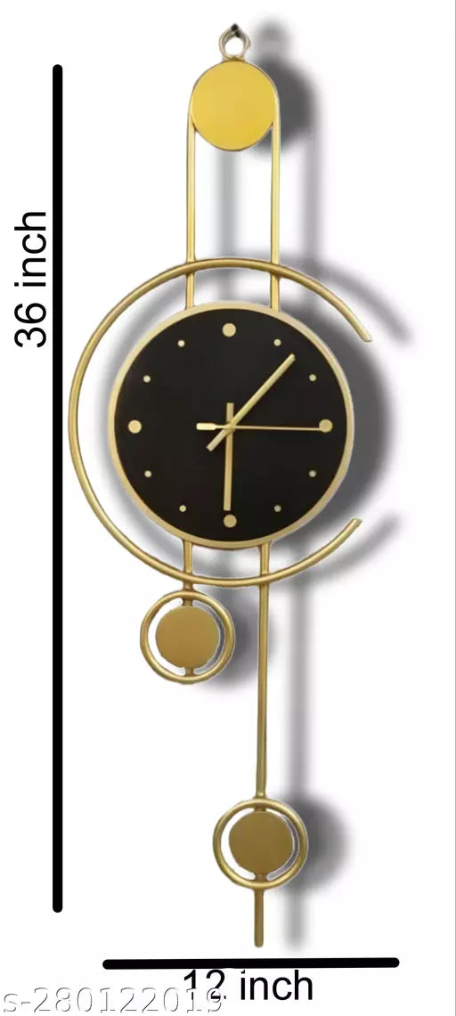 Golden Black Modern Metal Wall Clock