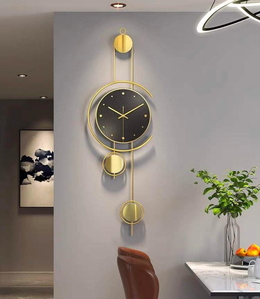 Golden Black Modern Metal Wall Clock