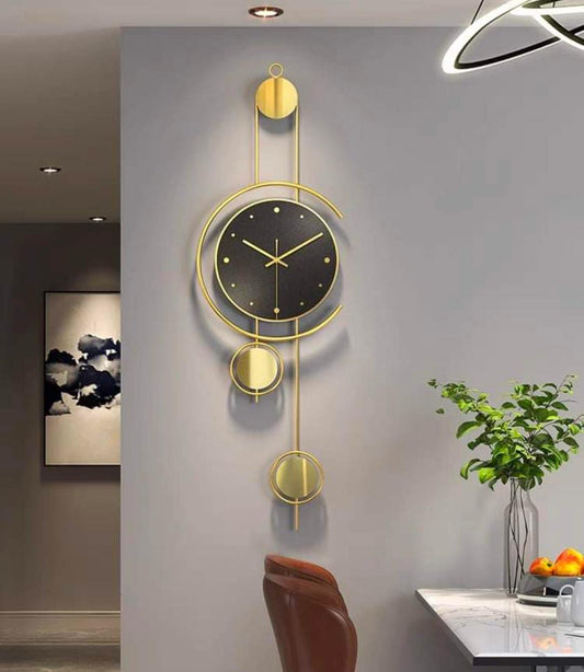 Golden Black Modern Metal Wall Clock
