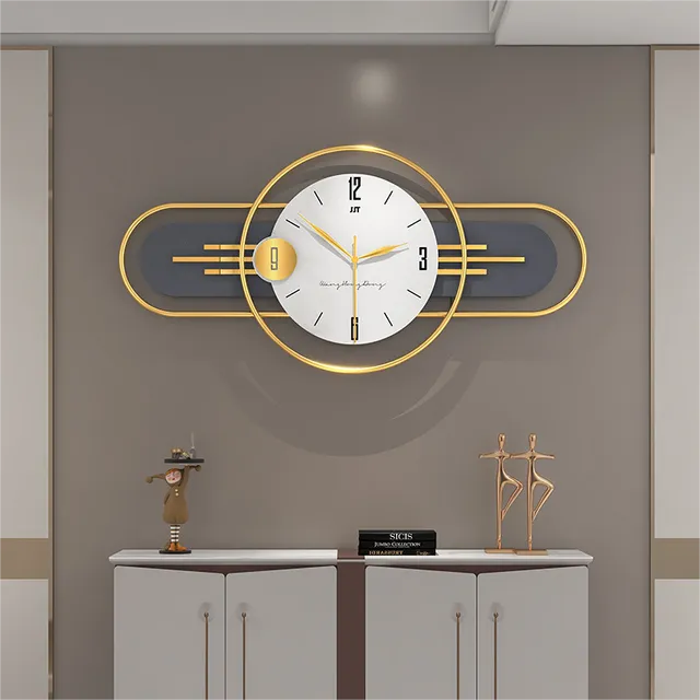 Greyish Gold Modern Metal Wall Clock