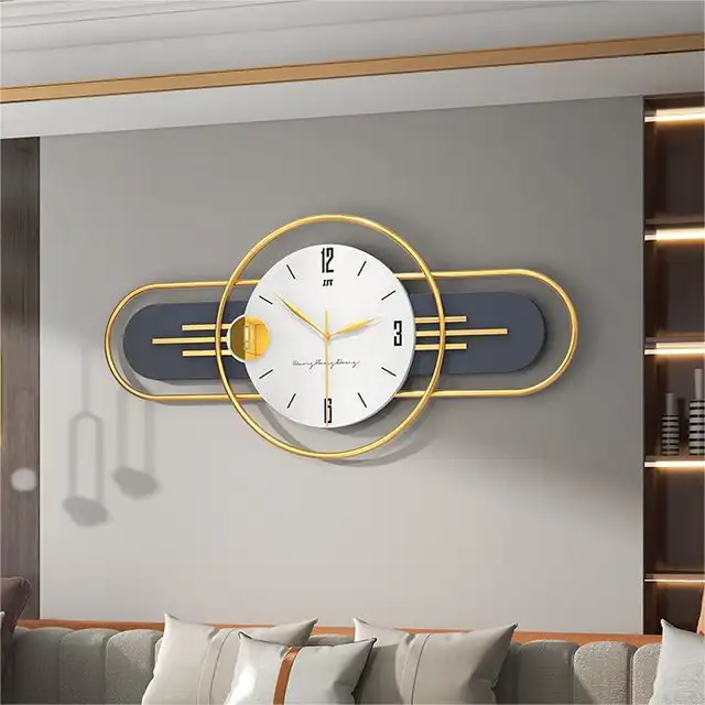 Greyish Gold Modern Metal Wall Clock