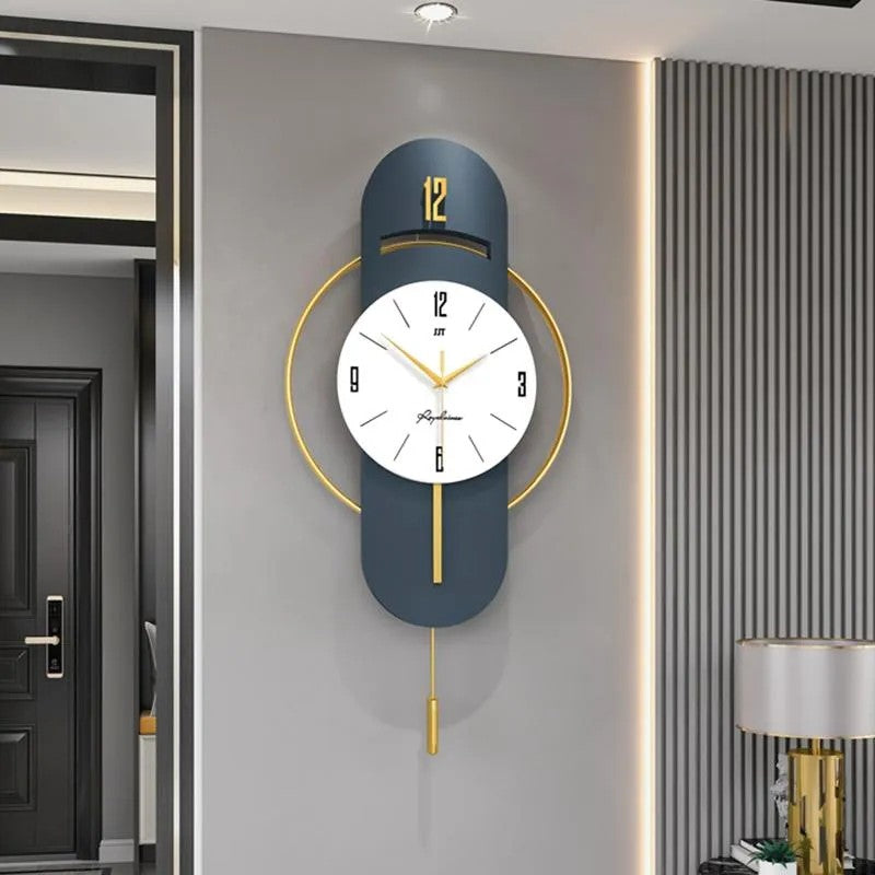 Bluish Gold Modern Metal Wall Clock