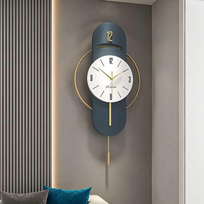 Bluish Gold Modern Metal Wall Clock