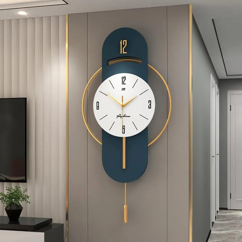 Bluish Gold Modern Metal Wall Clock