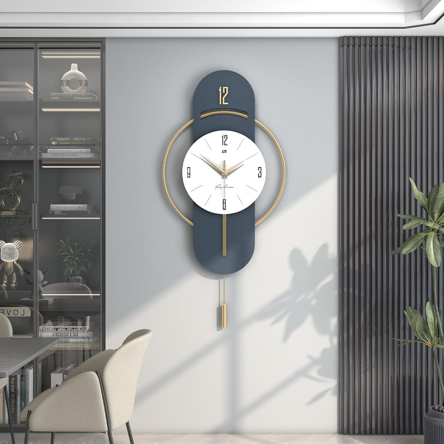 Bluish Gold Modern Metal Wall Clock