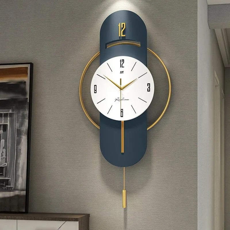 Bluish Gold Modern Metal Wall Clock