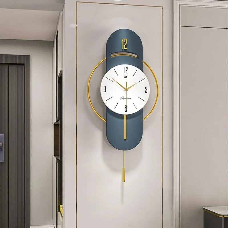 Bluish Gold Modern Metal Wall Clock