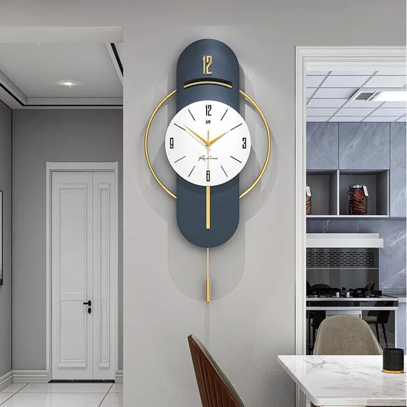 Bluish Gold Modern Metal Wall Clock