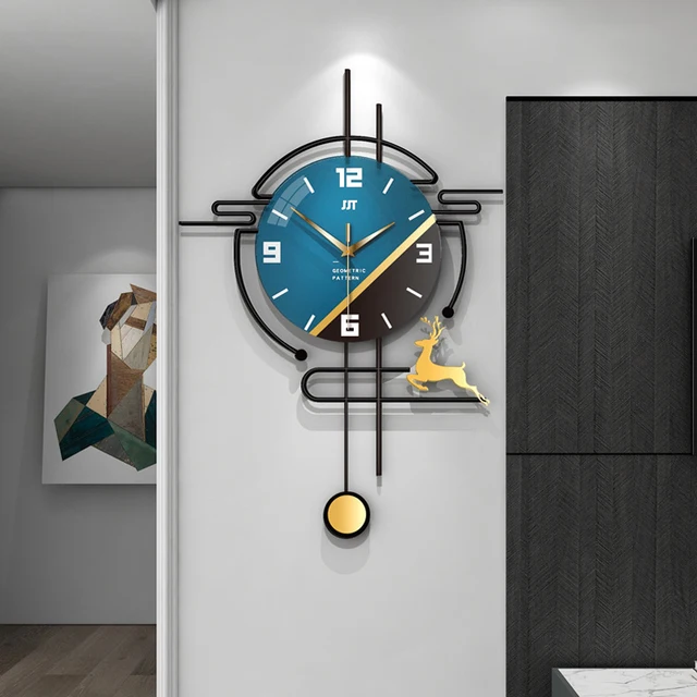 Navy Blue Modern Metal Wall Clock