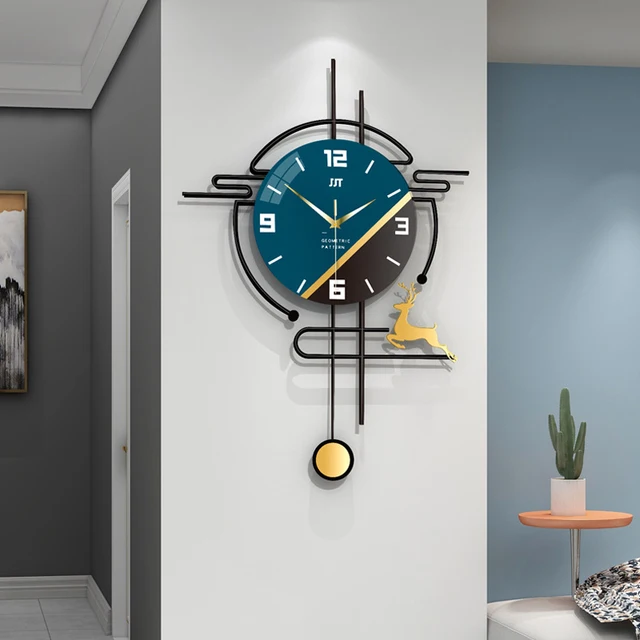 Navy Blue Modern Metal Wall Clock