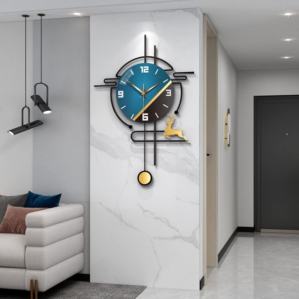 Navy Blue Modern Metal Wall Clock