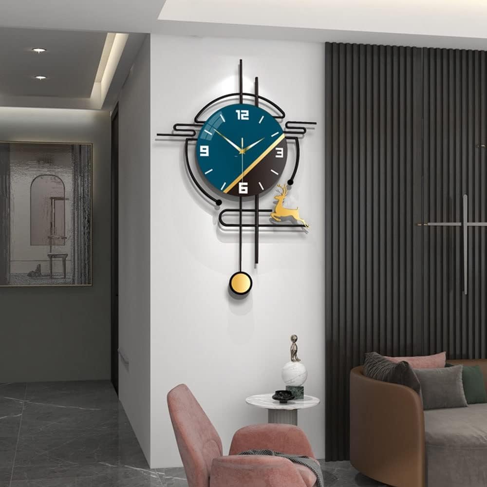 Navy Blue Modern Metal Wall Clock