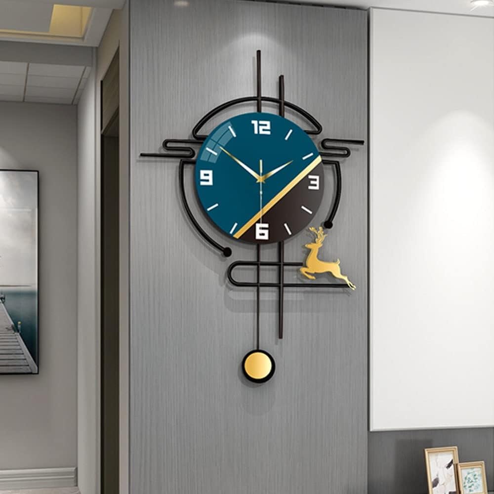 Navy Blue Modern Metal Wall Clock