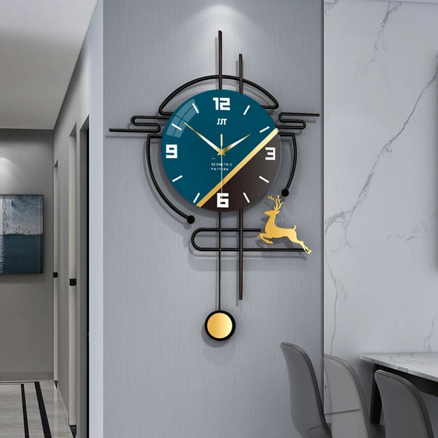Navy Blue Modern Metal Wall Clock