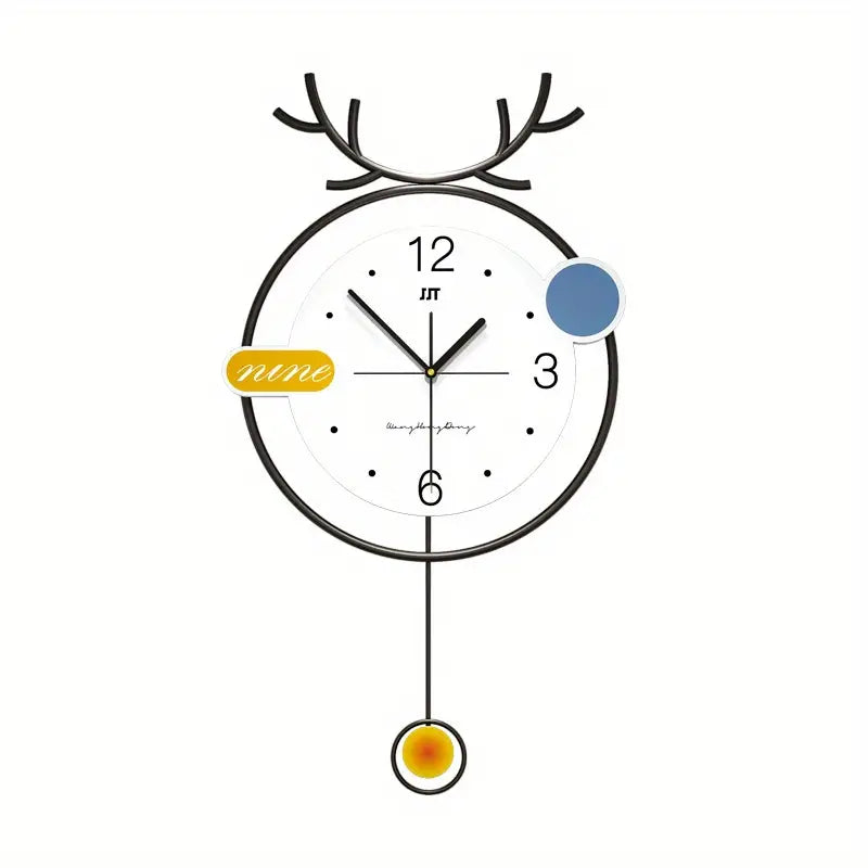 Bluish Yellow Modern Metal Wall Clock