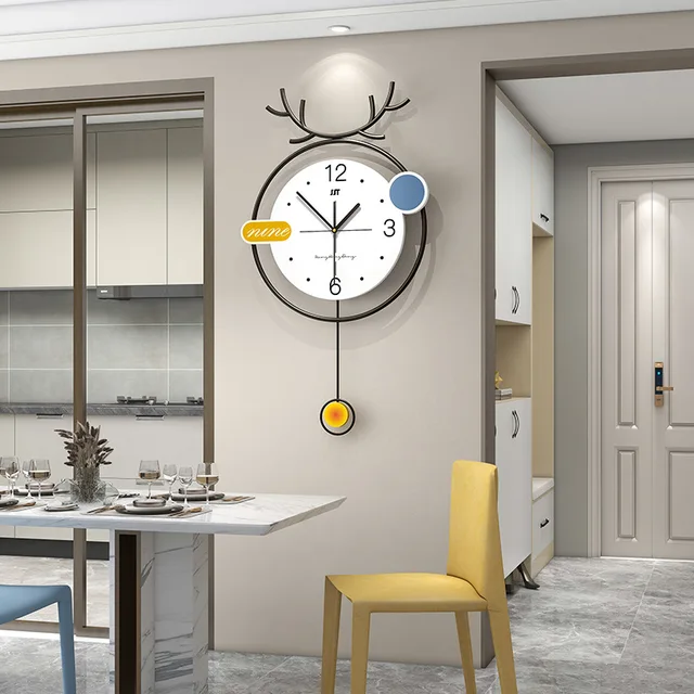 Bluish Yellow Modern Metal Wall Clock