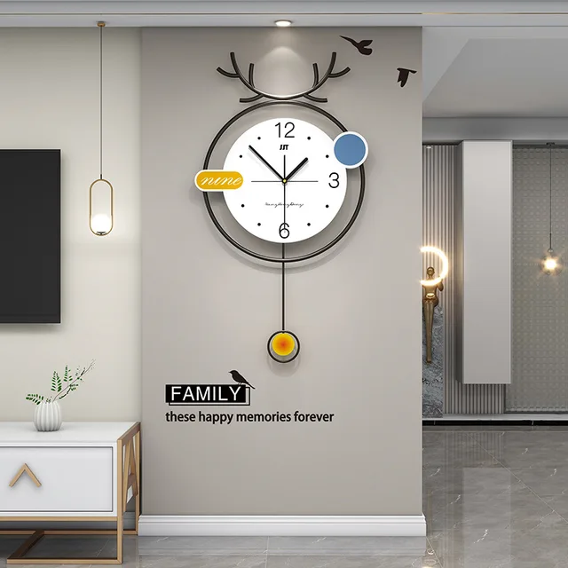 Bluish Yellow Modern Metal Wall Clock