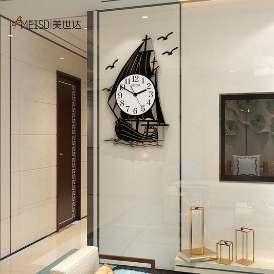 Boat Shape Modern Metal Wall Clock