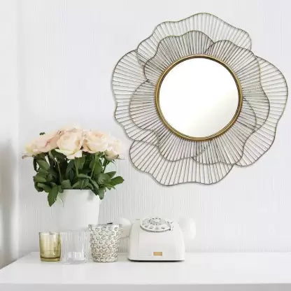 Floral Design Traditional Metal Wall Mirror