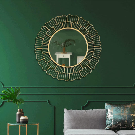 Floral Design Traditional Metal Wall Mirror