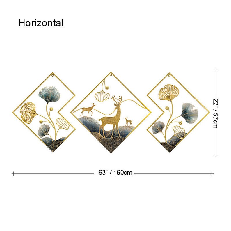 Deer Design Traditional Metal Wall Art Set of 3
