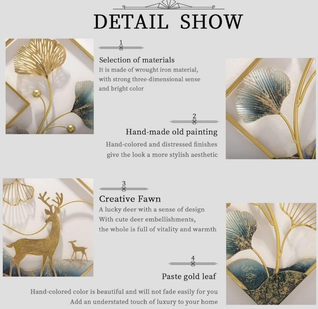 Deer Design Traditional Metal Wall Art Set of 3