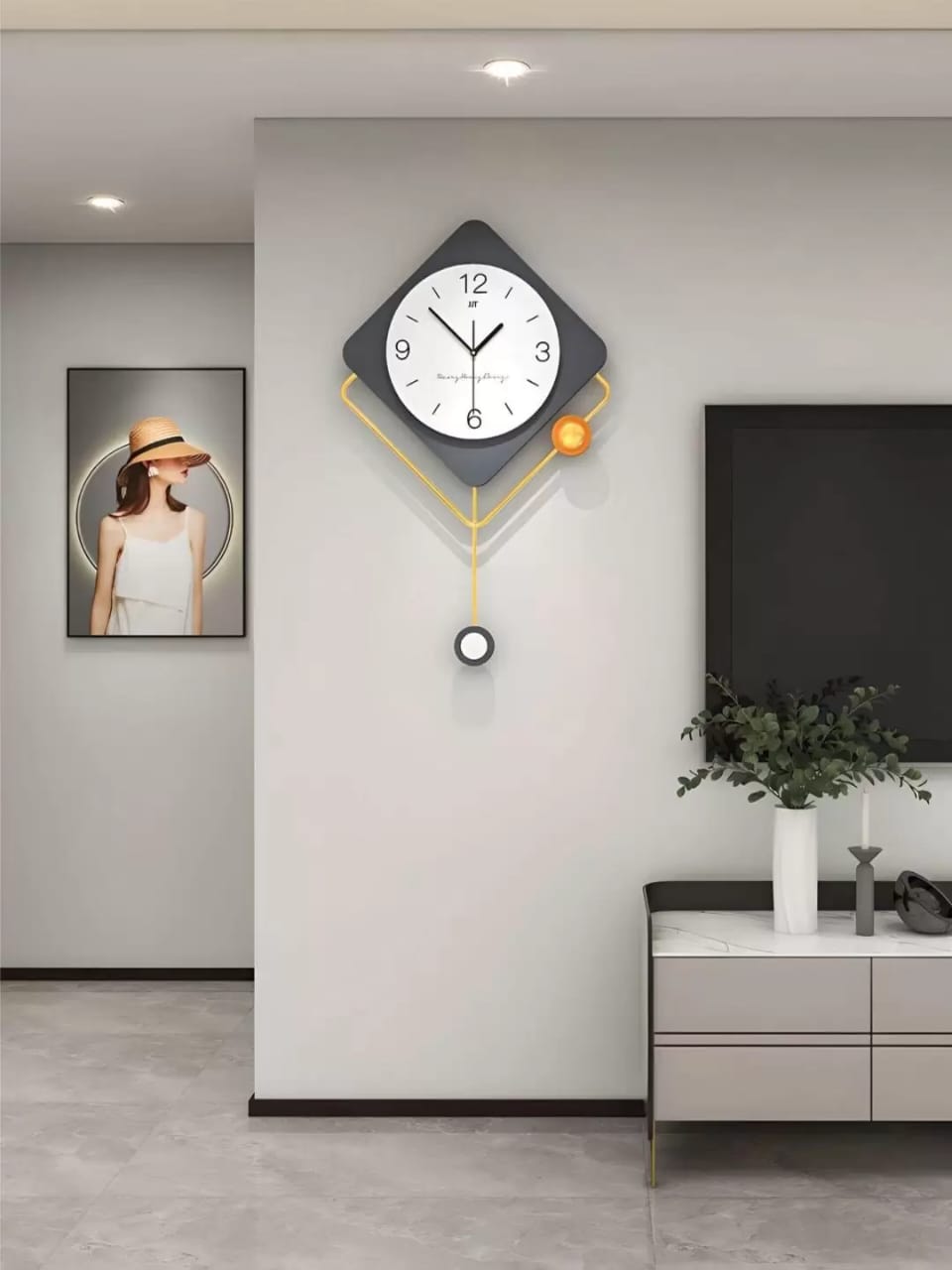 Greyish Modern Metal Wall Clock