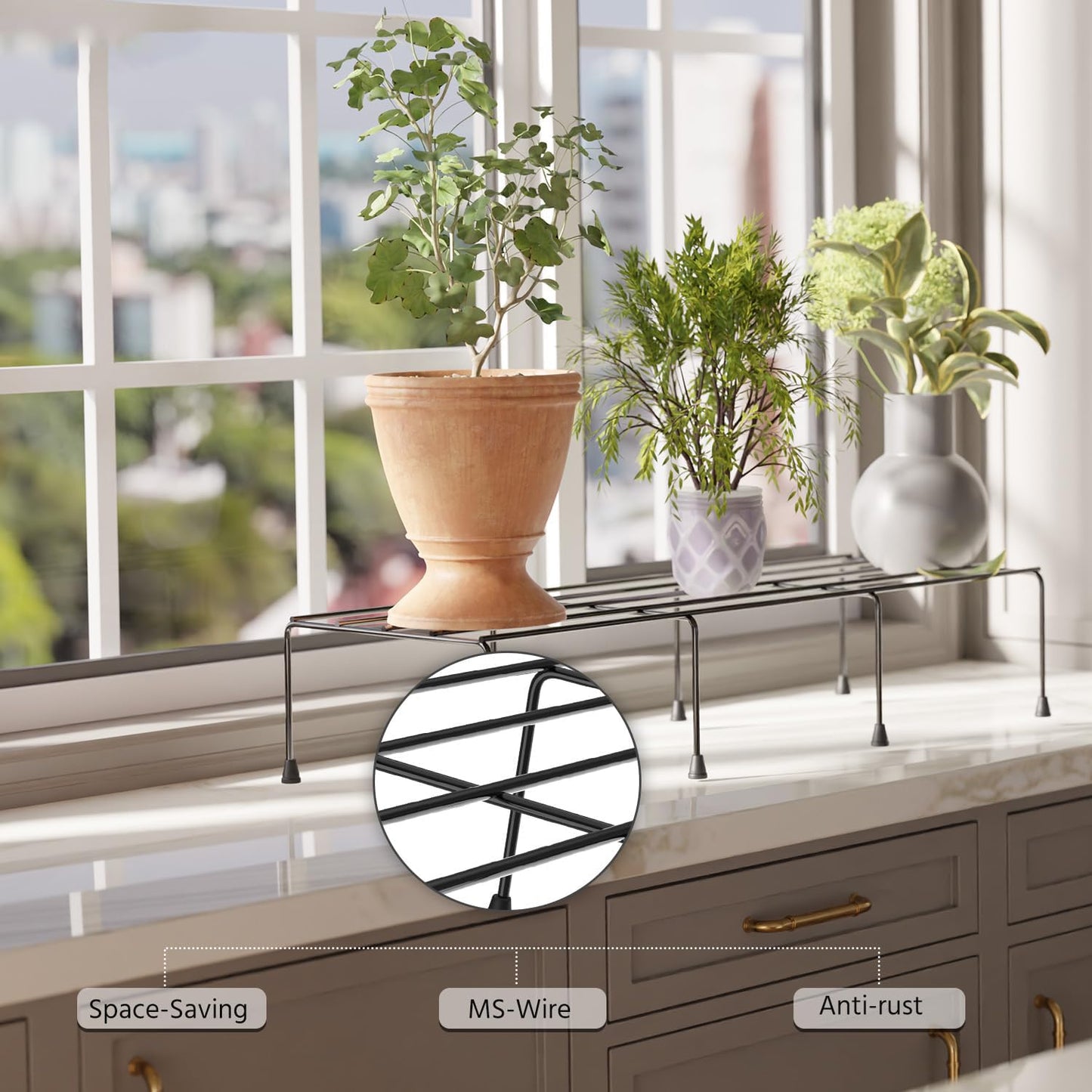 Metal Flower Plant Stand for Balcony Garden, 60x20x10cm Plant Container (Set of 4 Pcs)