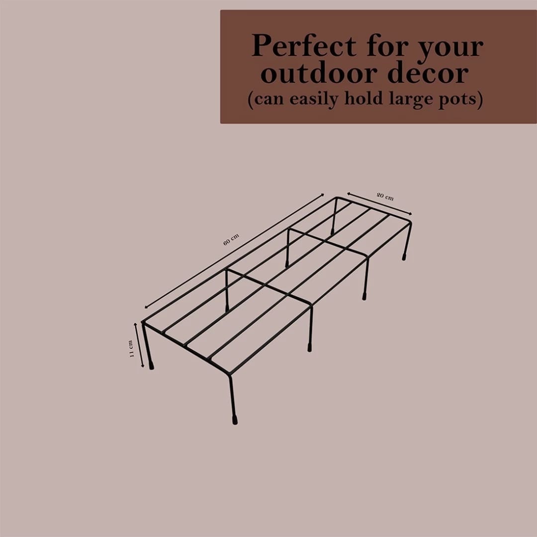 Metal Flower Plant Stand for Balcony Garden, 60x20x10cm Plant Container (Set of 4 Pcs)