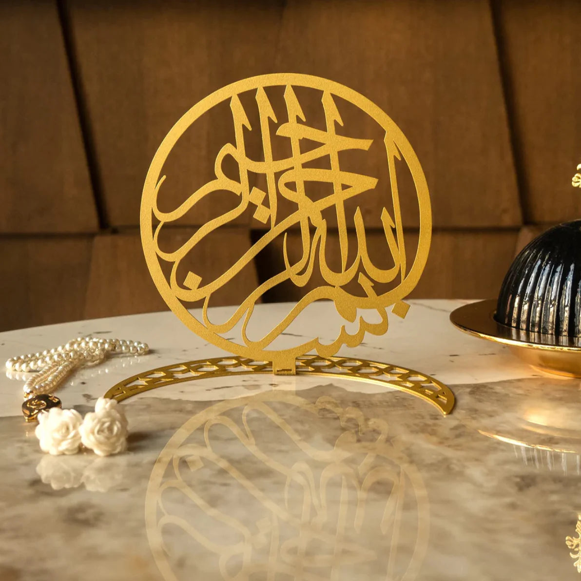 Crescent Bismillah Metal Tabletop Decor