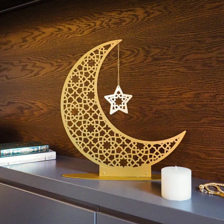 Crescent Moon Islamic Metal Tabletop Décor