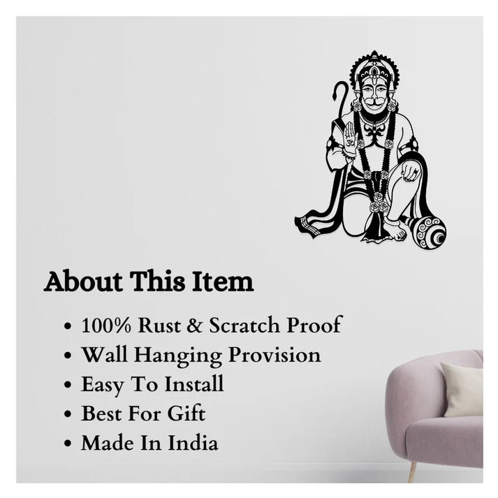Lord Hanuman Hindu Deity Metal Wall Art